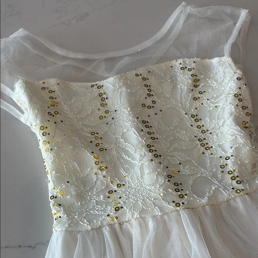 Speechless Gold Embellished Tiered Scoop Neck Dress